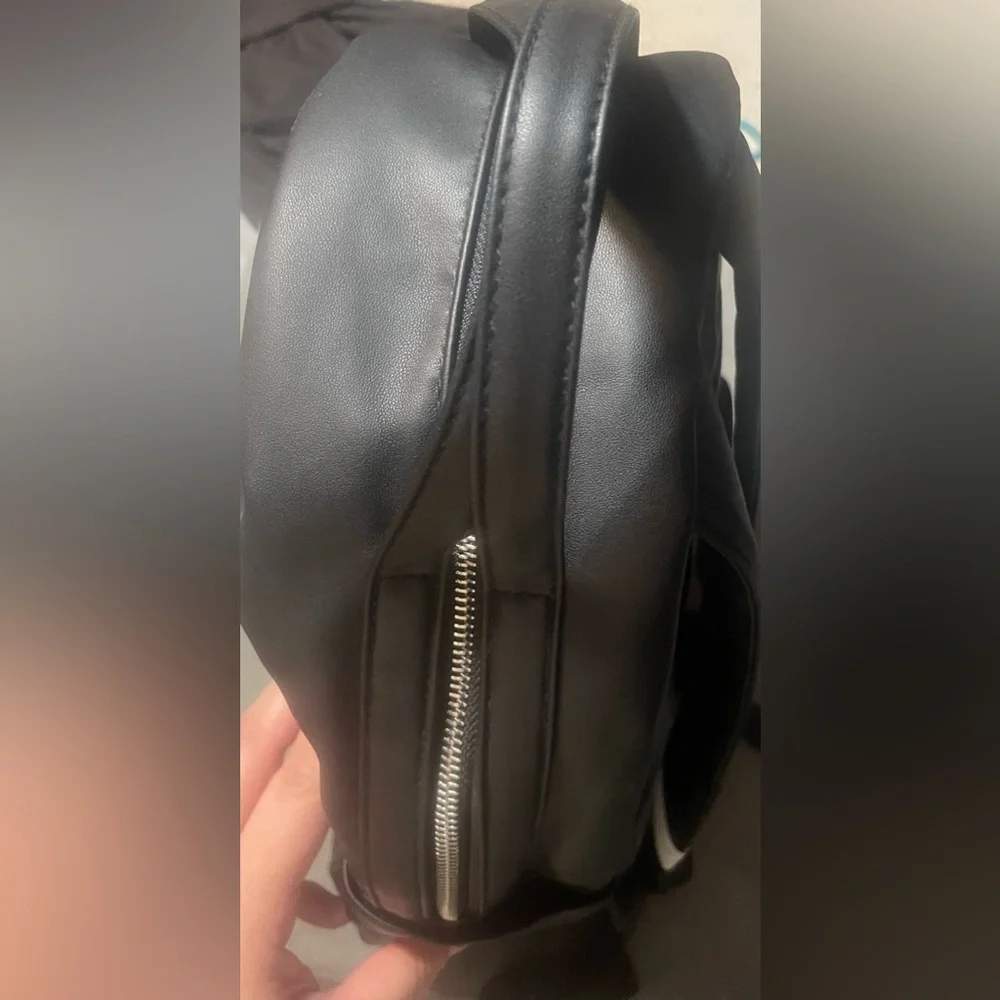 No Boundaries Black Faux Leather‎ Dome Backpack NWT Minimalist Chic